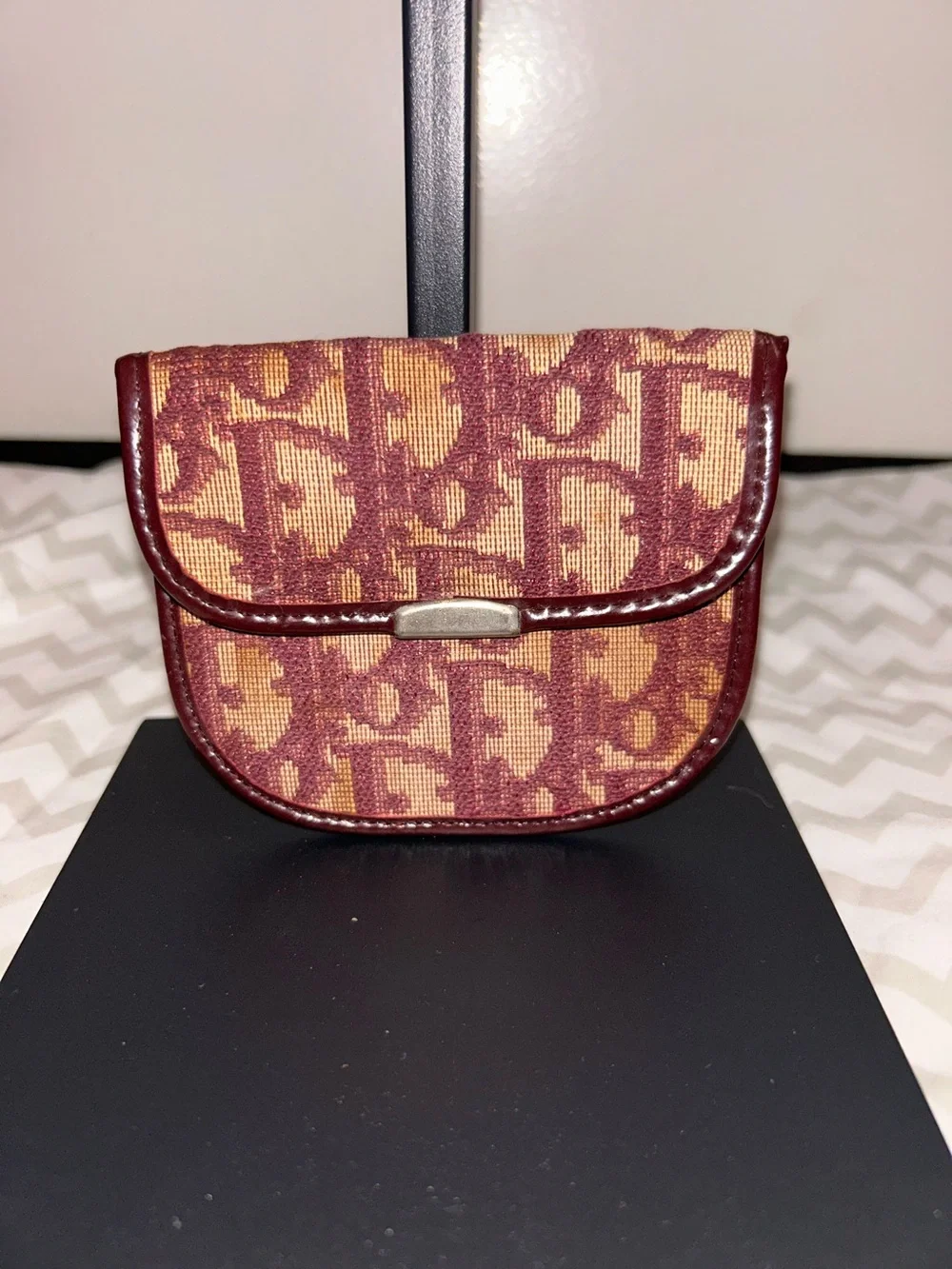 Christian Dior Vintage Trotter Monogram Canvas Coin Purse  AUTHENTIC
